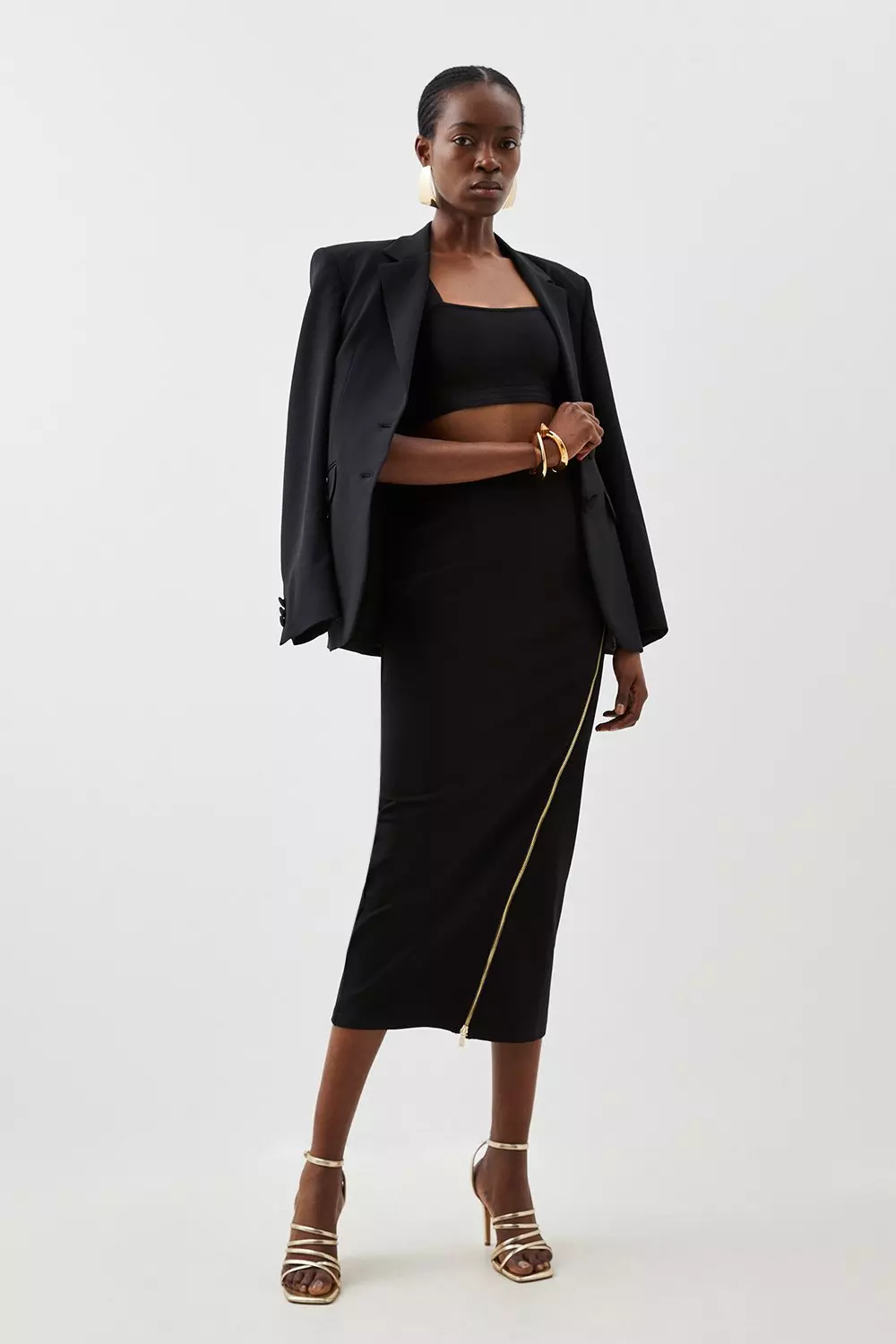 Ponte Front Zip Detail Pencil Skirt 1124762:Ascena Black:18