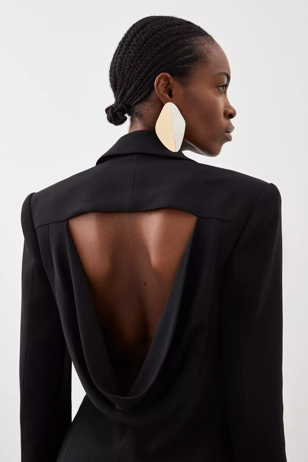 Tailored Satin Back Crepe Cowl Back Mini Blazer Dress | Karen Millen