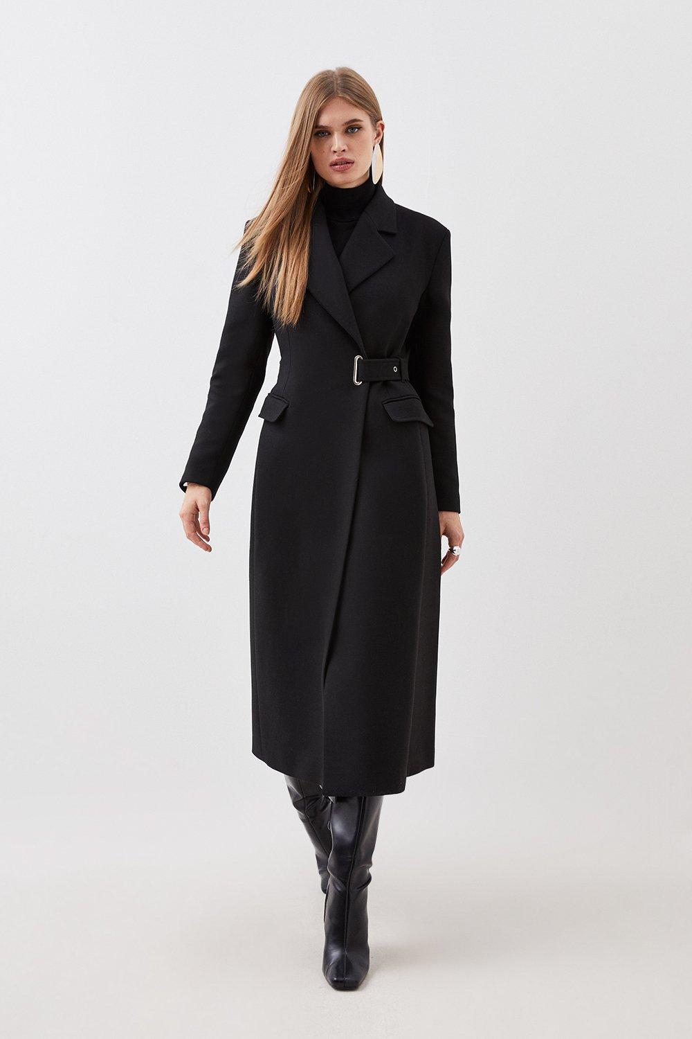 Tailored Side Tie Detail Midi Coat