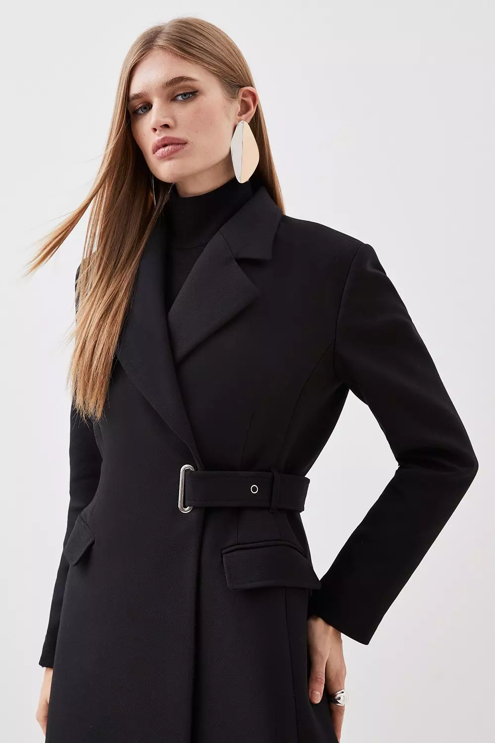 Karen millen tie outlet waist tailored coat