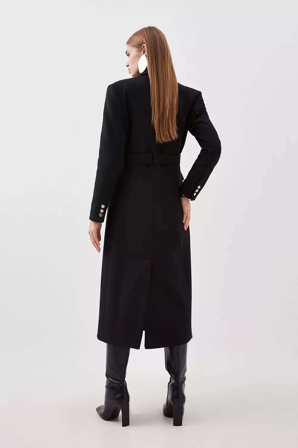 Tailored Side Tie Detail Midi Coat | Karen Millen