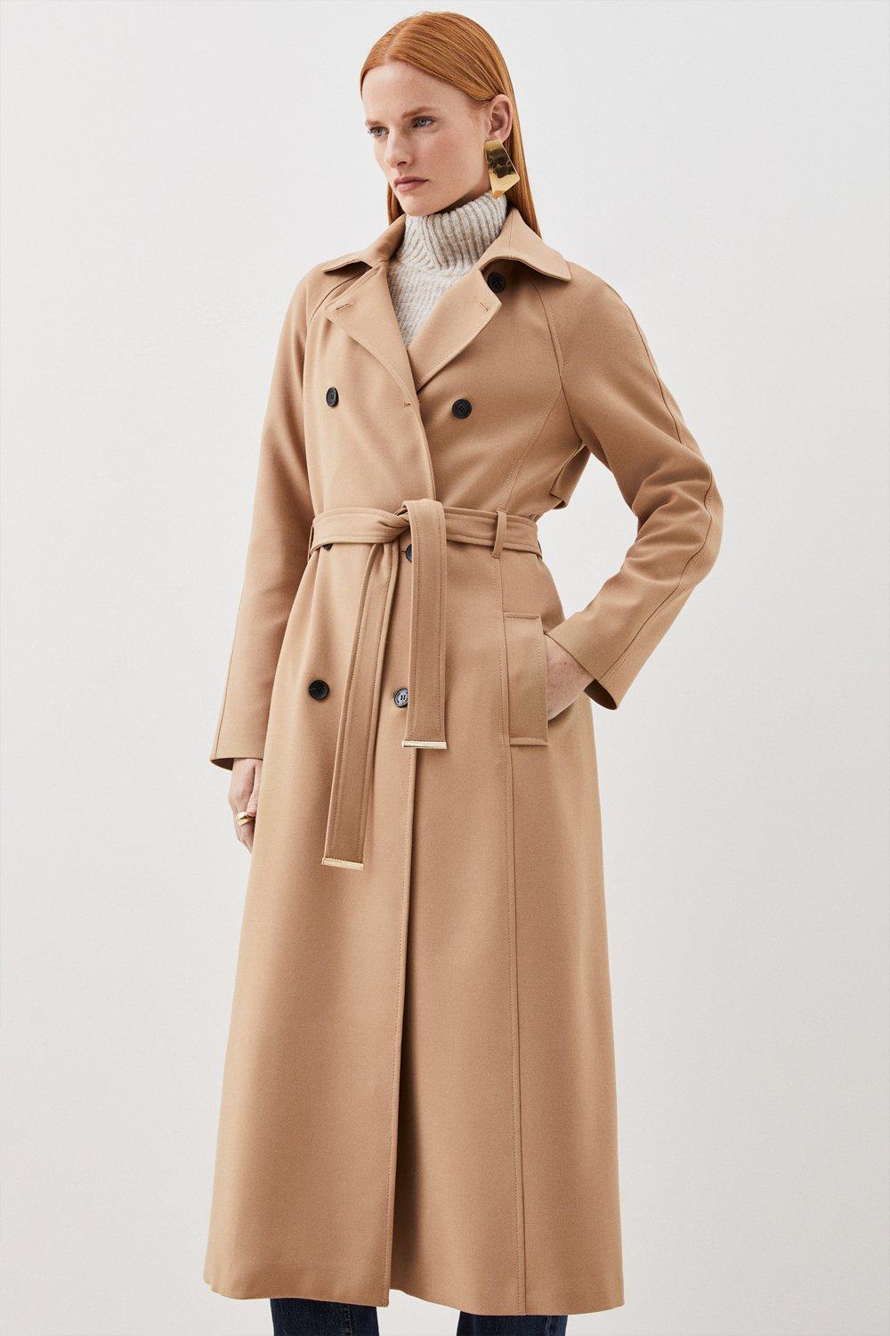 Topshop Maternity 10 Khaki Trench Coat Jacket Double Breasted Buttons  Belted