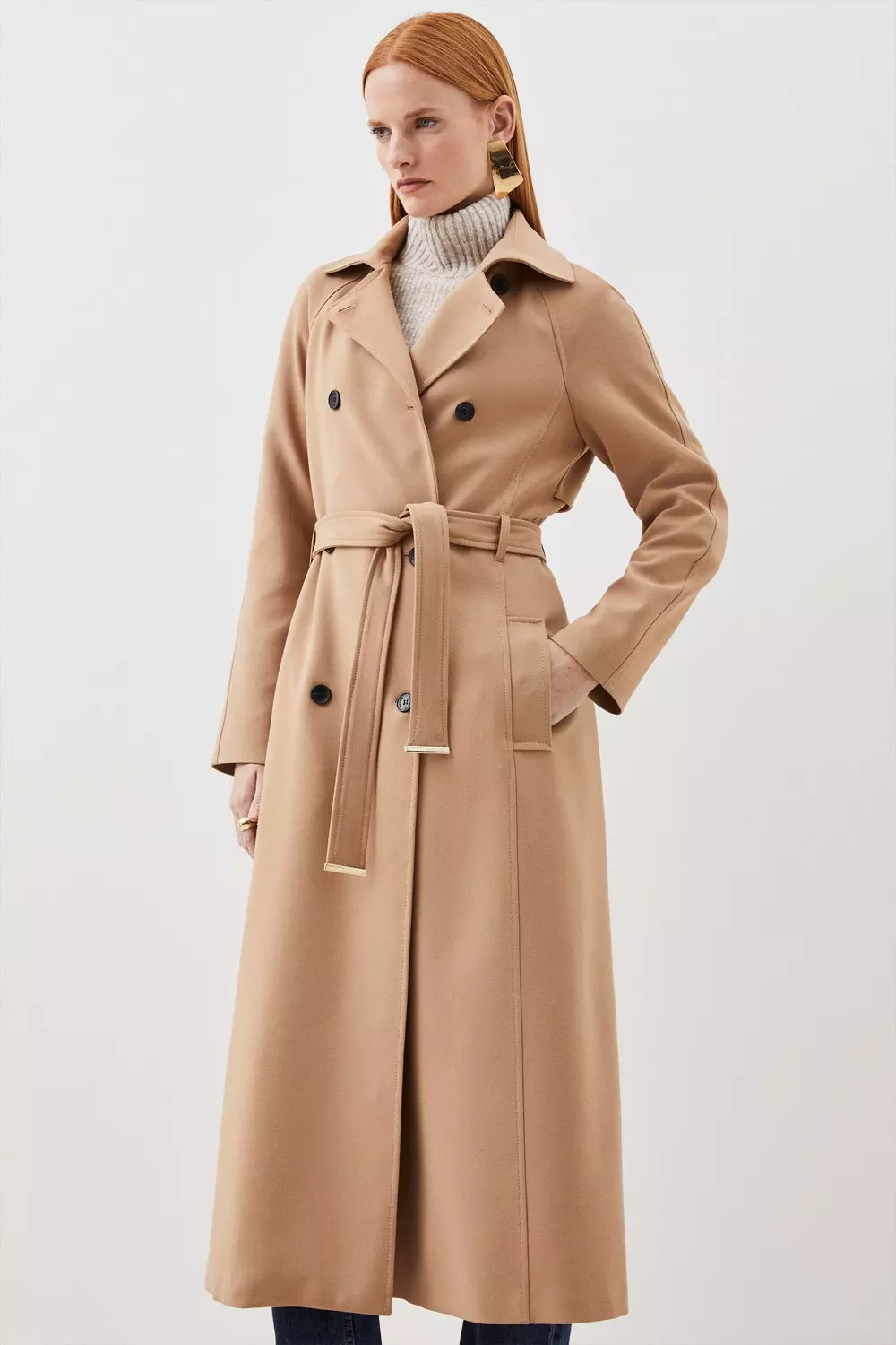 Warm best sale belted coat