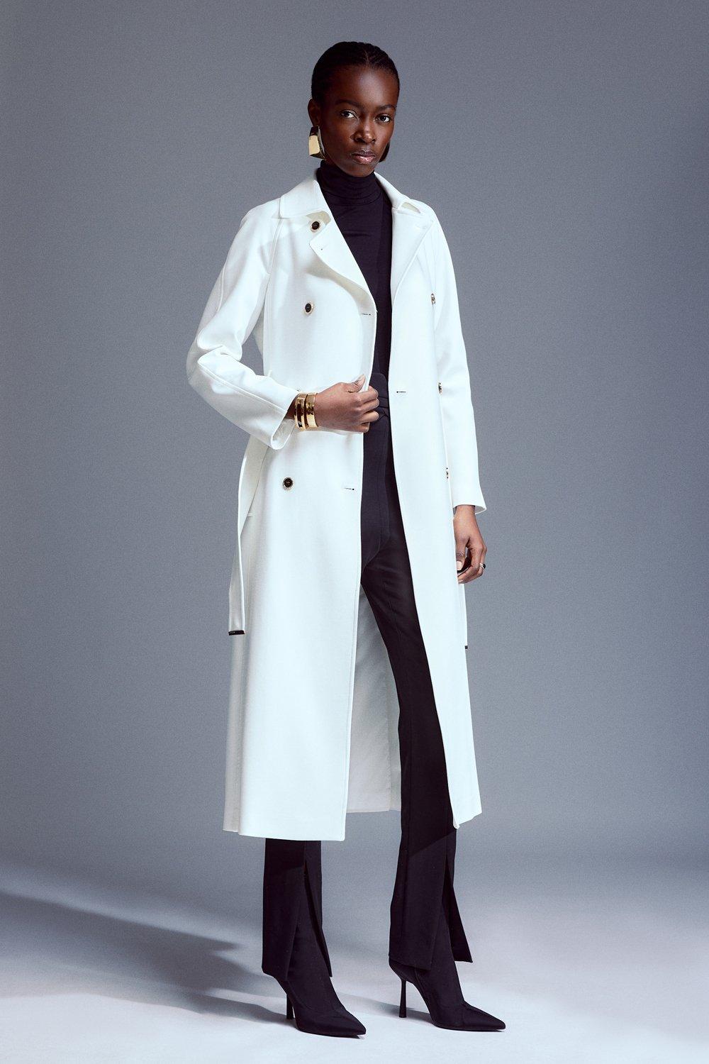 Long black and white cheap coat