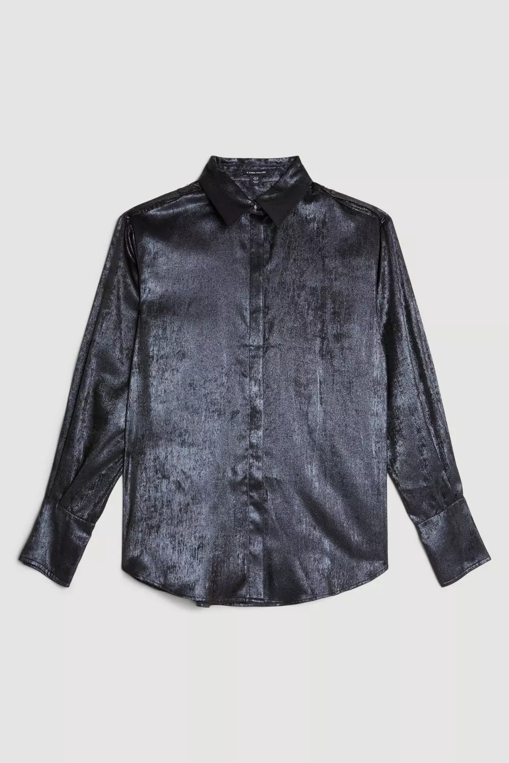Metallic Long Sleeve Collared Woven Shirt | Karen Millen