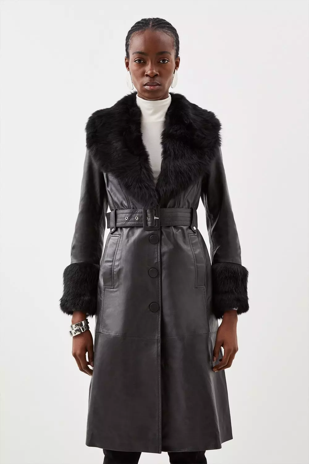 Karen millen coat fur on sale collar