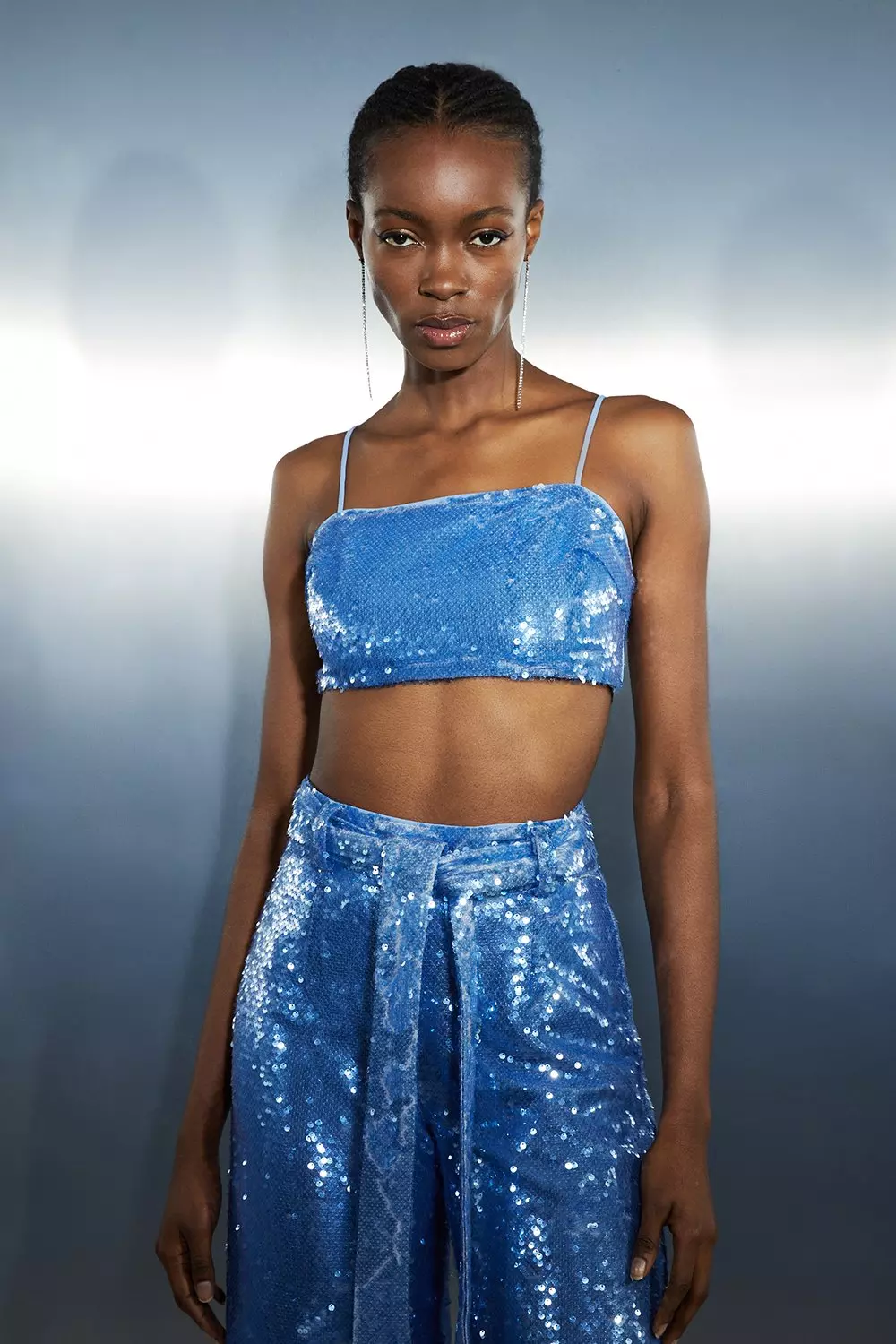 Blue sparkly hotsell crop top