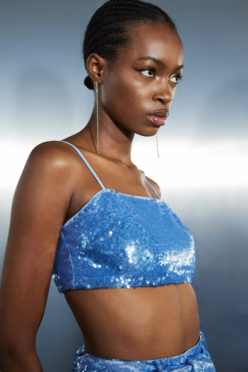 Blue sparkly 2024 crop top