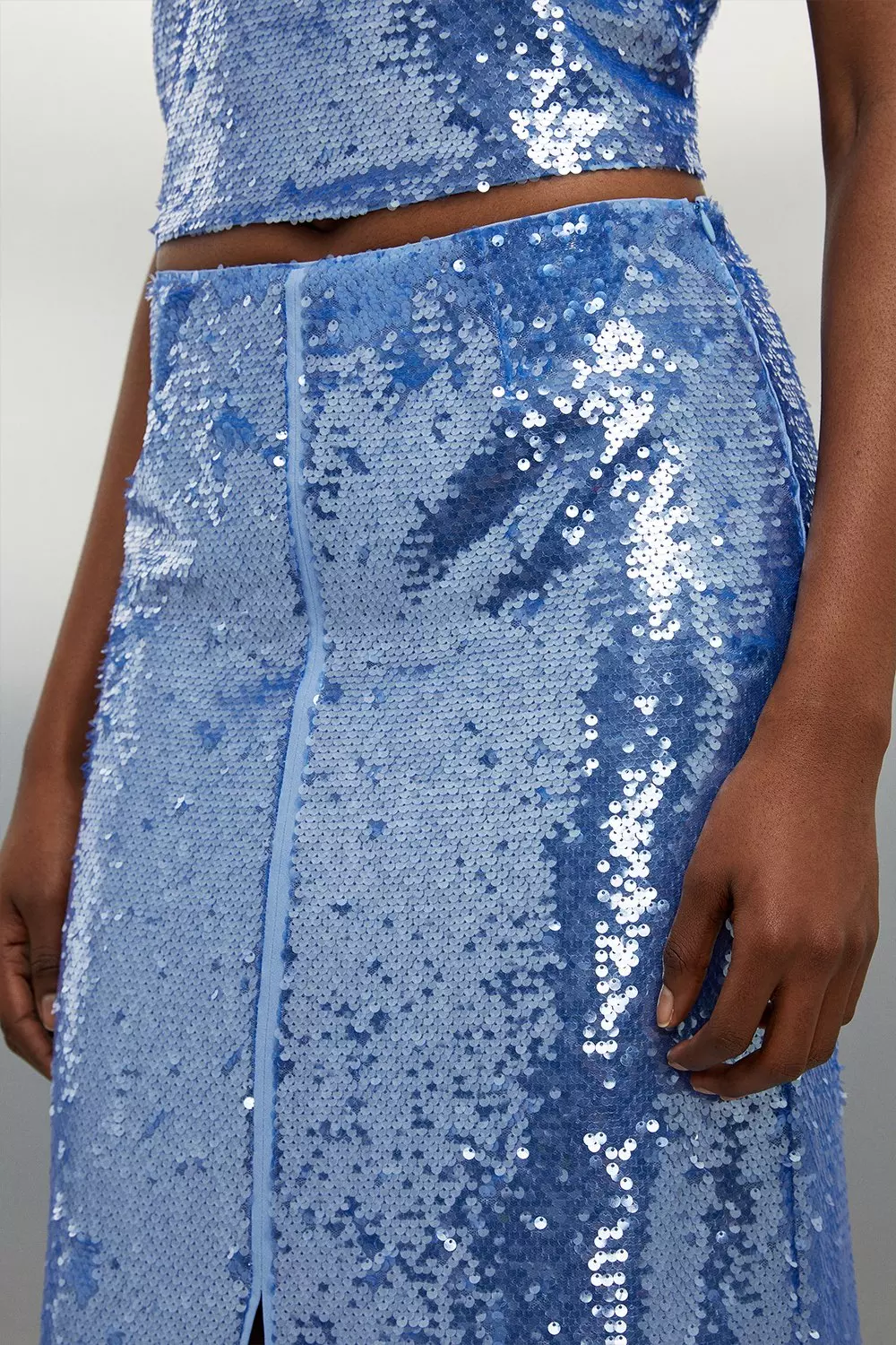 Sequin Back Slit Maxi Skirt | Karen Millen