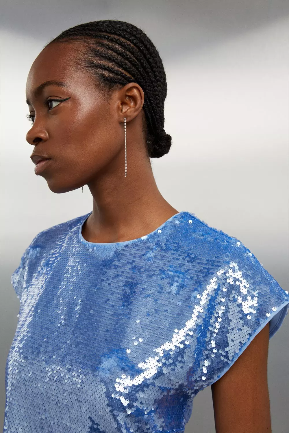 Zara blue sequin store top