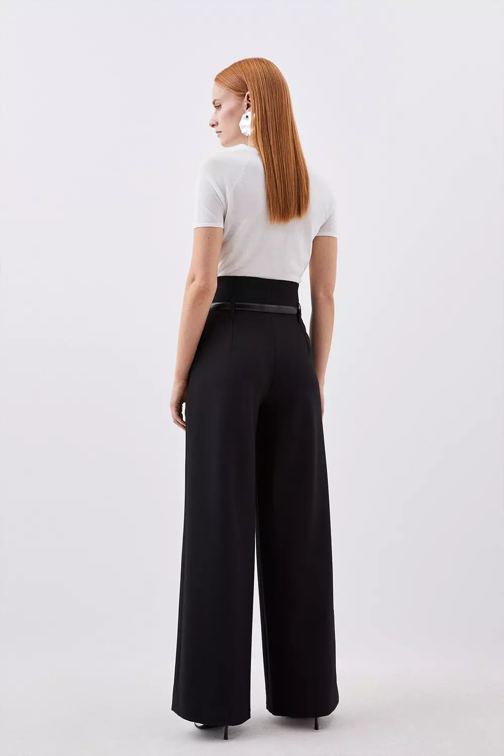 Compact Stretch High Waist Wide Leg Pants