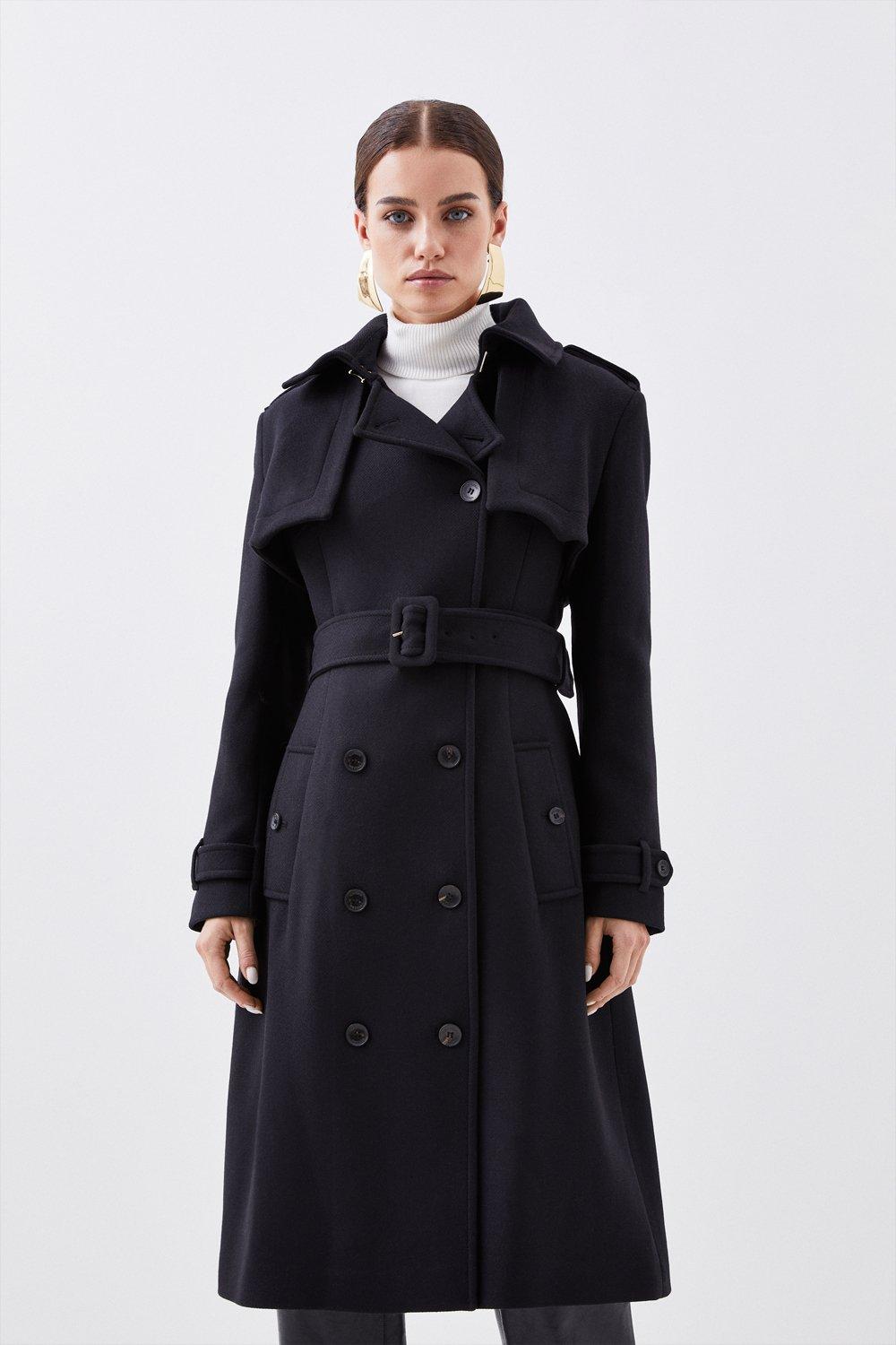 Karen millen best sale long black coat