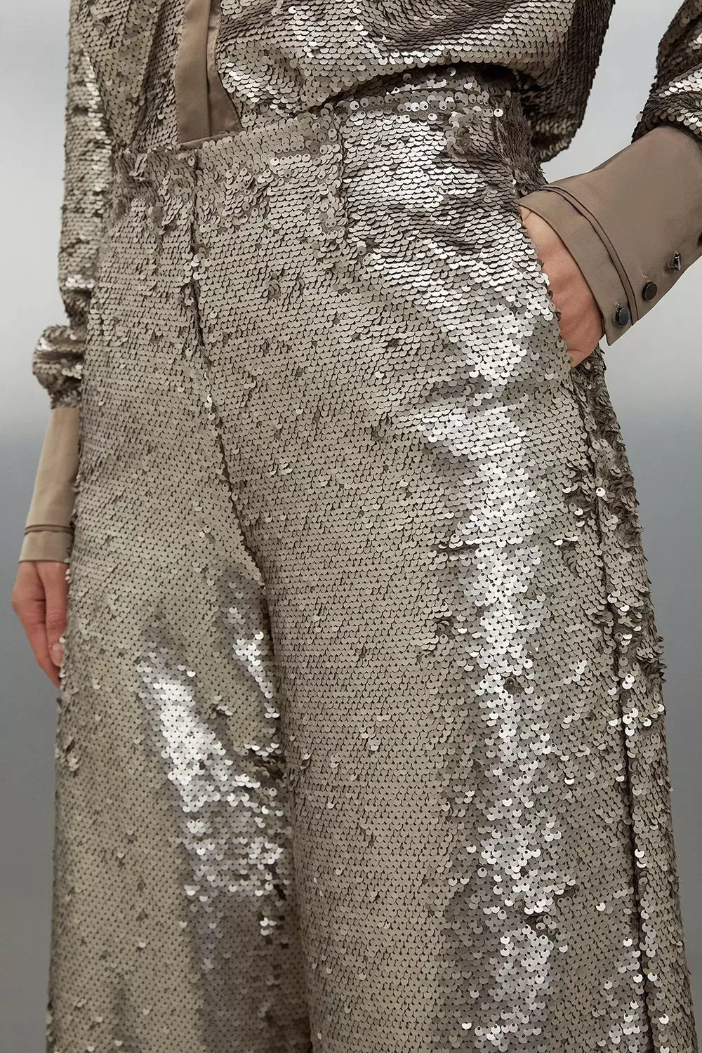 Sequin Flare Leg Pants | Karen Millen