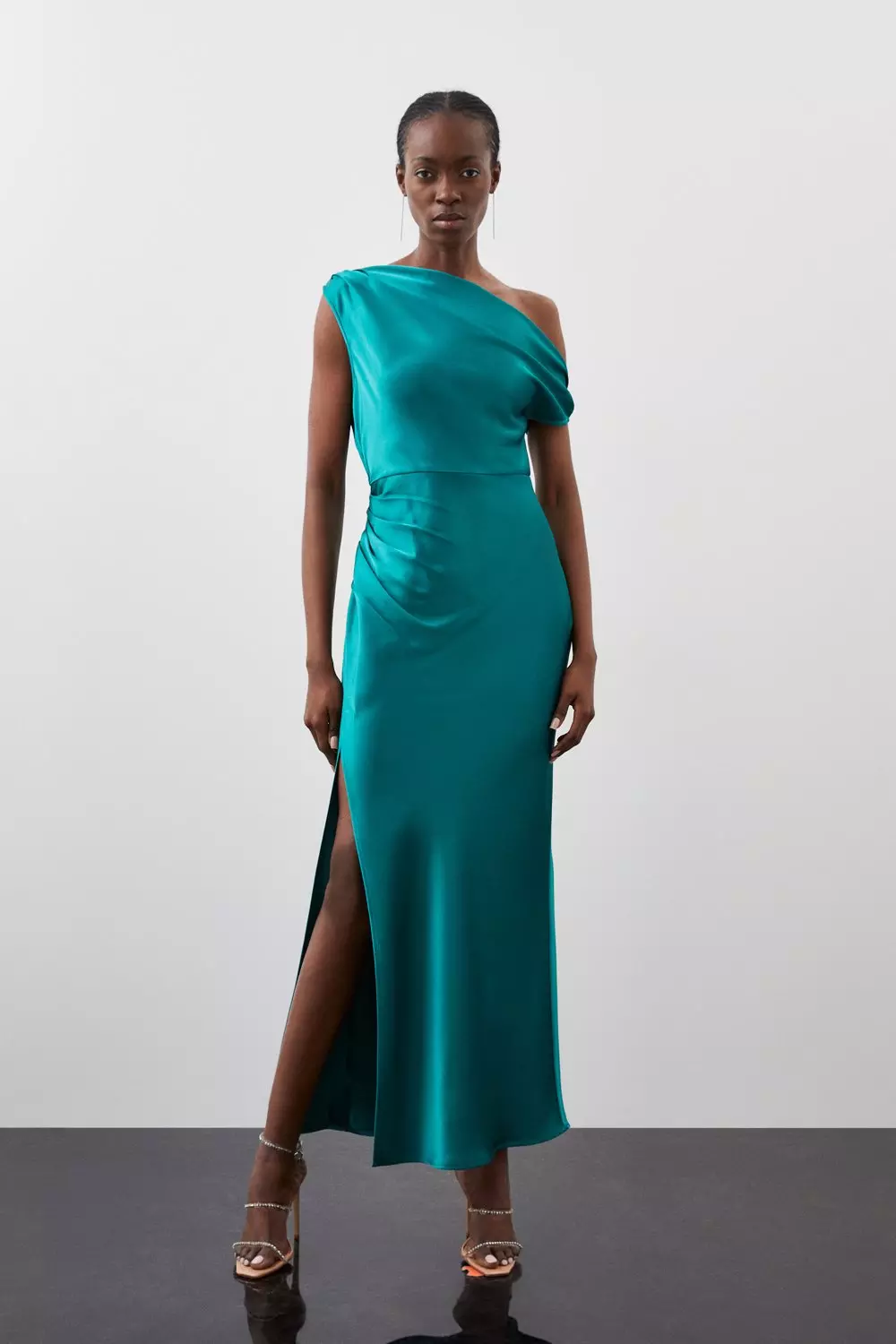 Draped one-shoulder dress