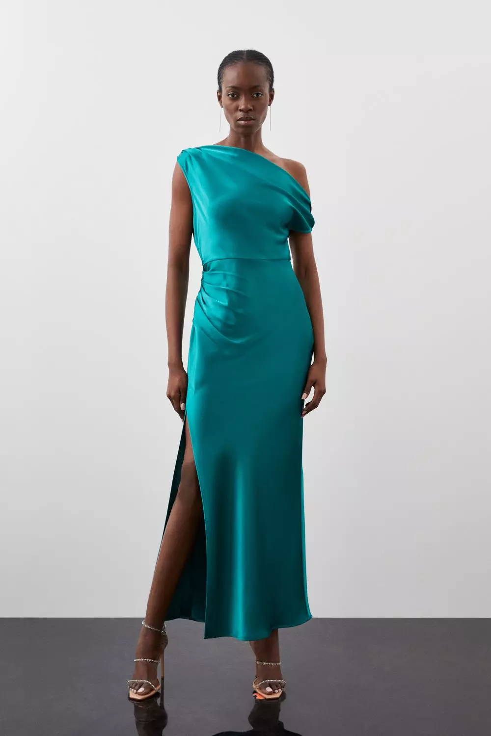 Satin best sale drape dress