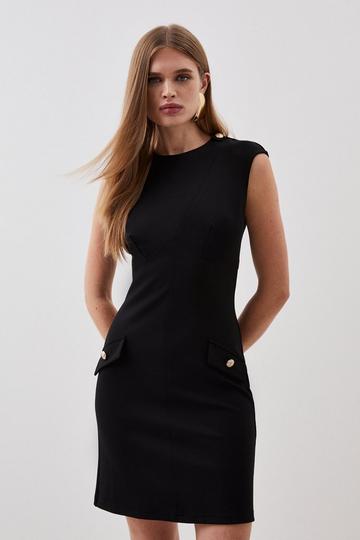 Black Workwear Ponte Structured Mini Dress