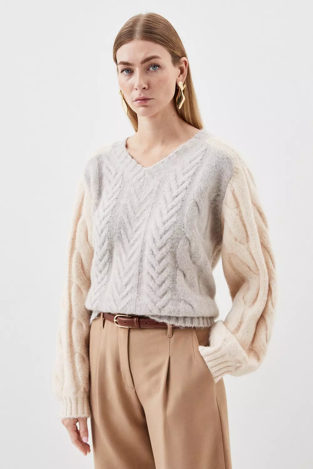 Thick mohair, cashmere turtleneck sweater white-XL 