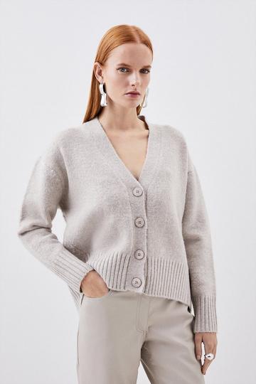 Wool Blend Cosy Knit Cardi grey