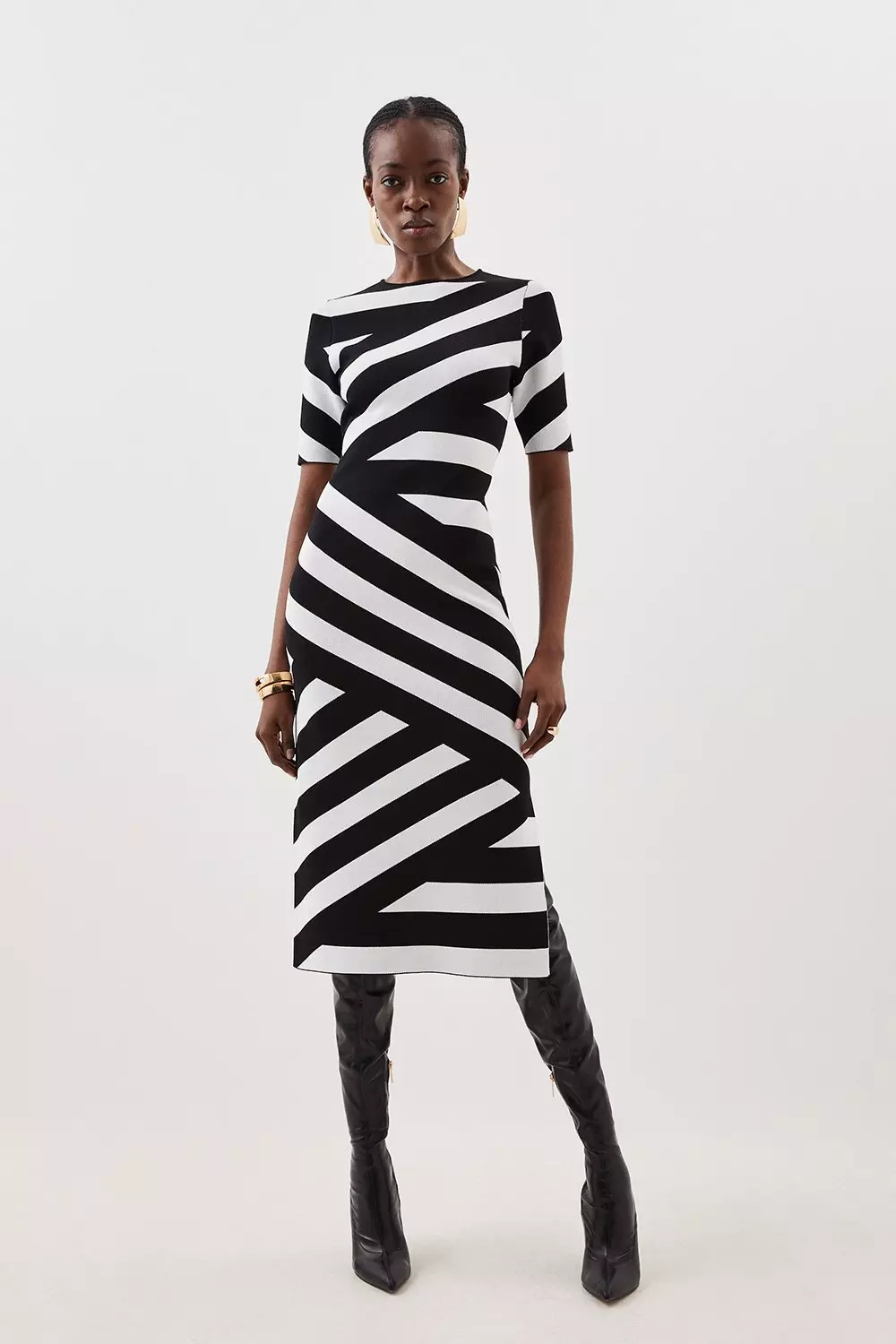 Karen millen outlet striped midi dress