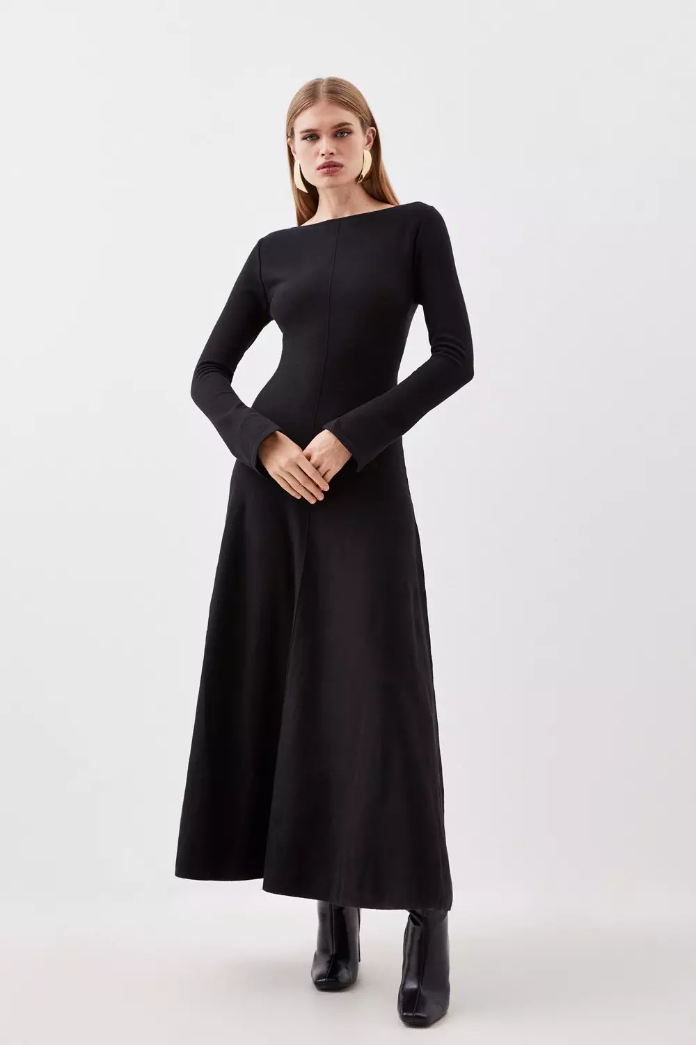 Long black wool outlet full skirt