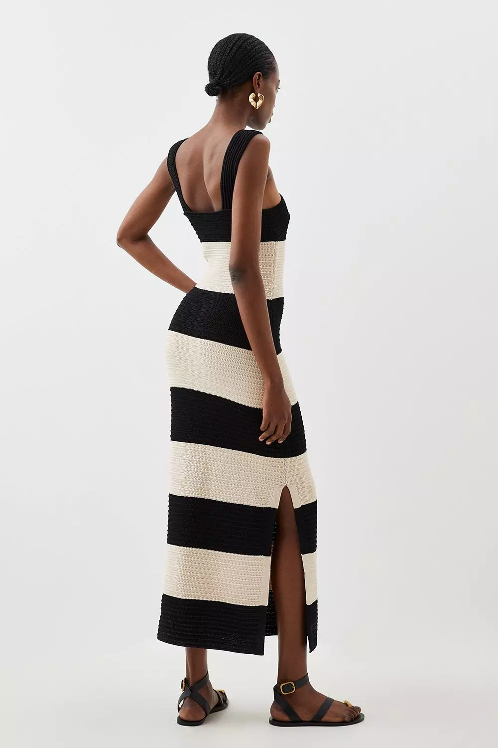 Karen millen graphic stripe midi clearance dress