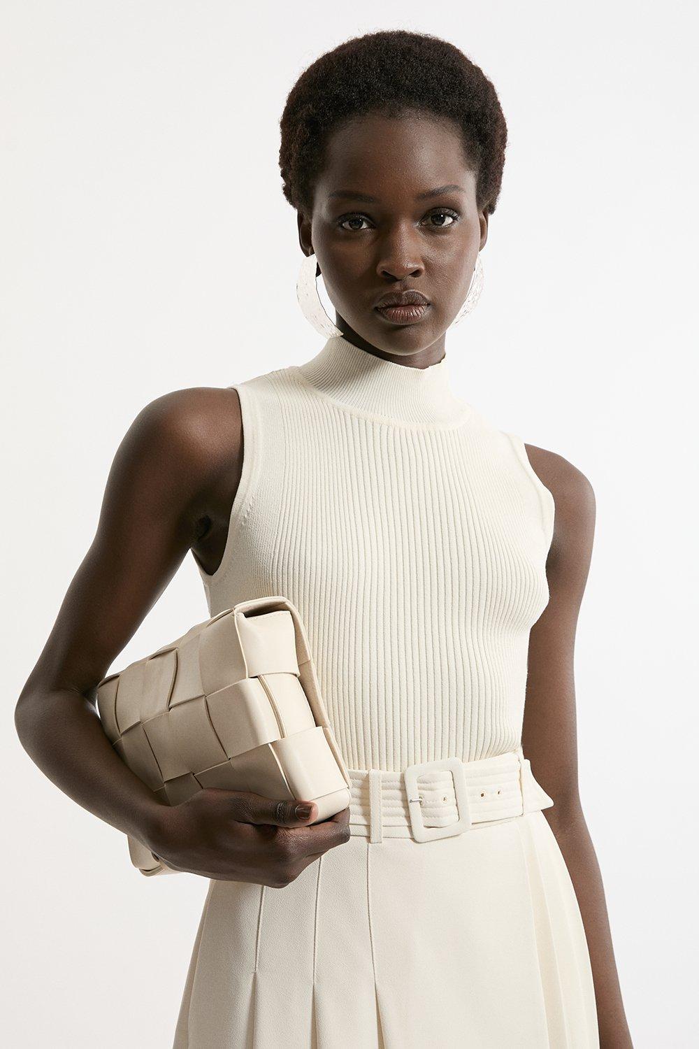 Viscose Blend Rib Knit Vest - Cream