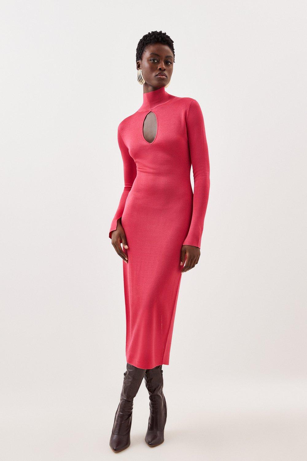 Long sleeve turtleneck midi clearance dress