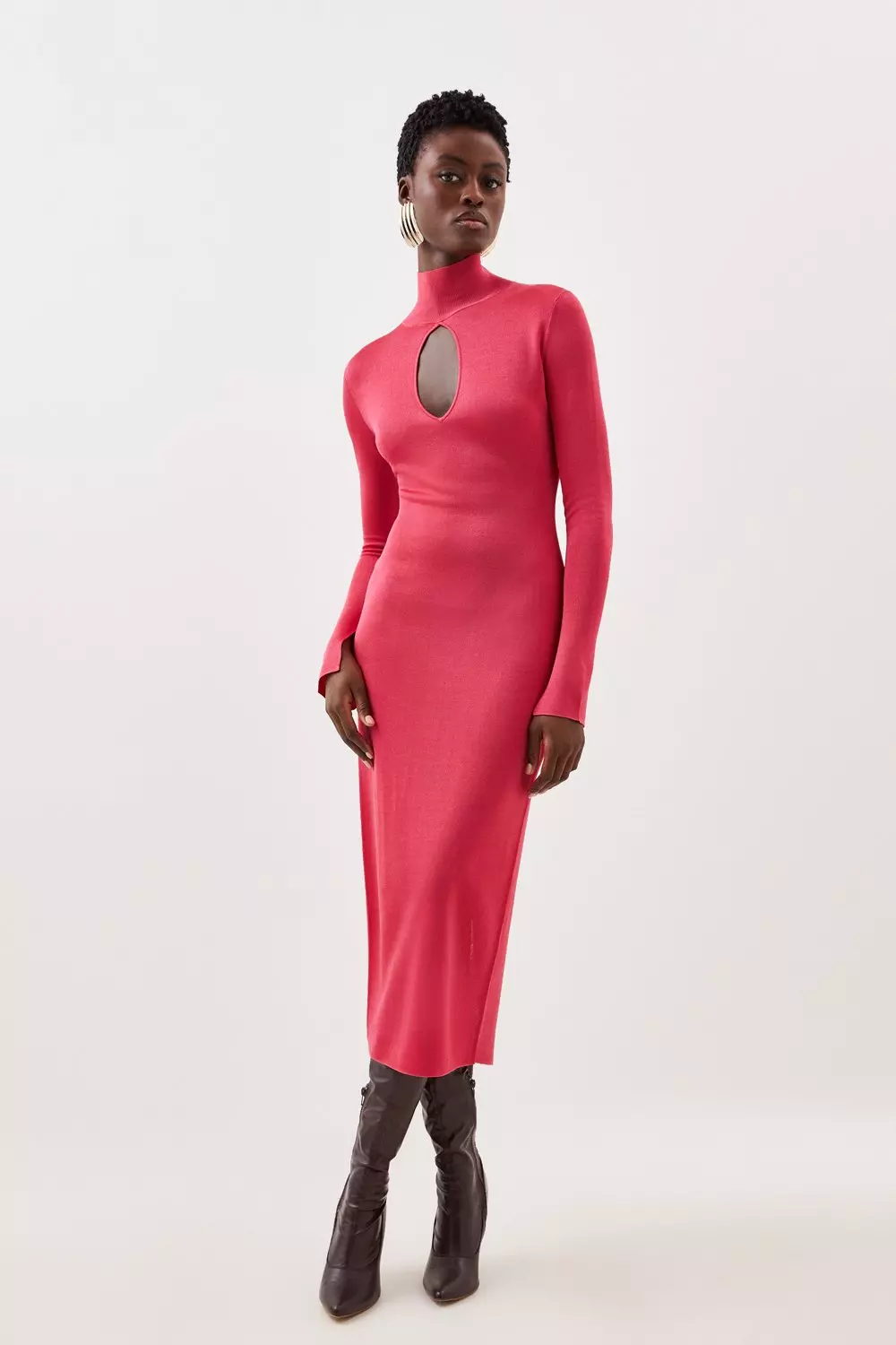 Long sleeve 2024 turtleneck midi dress