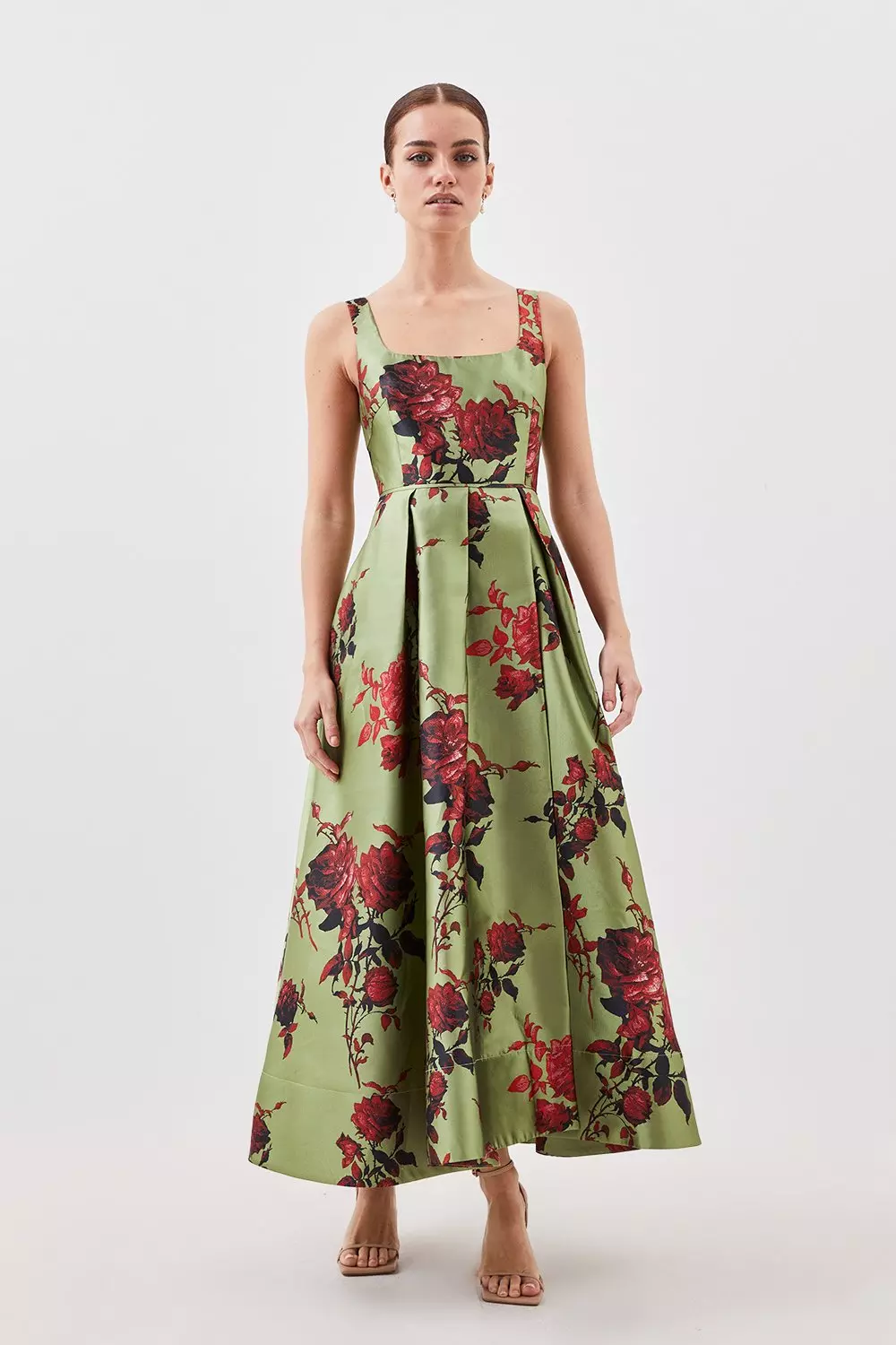 Lydia Millen Petite Floral Jacquard Corseted Woven Maxi Dress