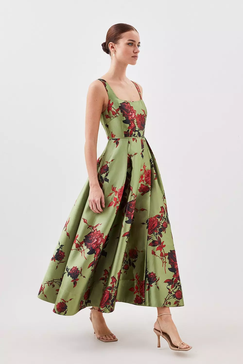 Lydia Millen Petite Floral Jacquard Corseted Woven Maxi Dress