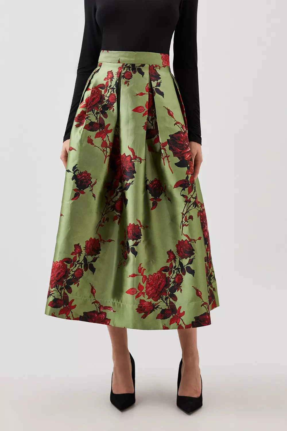 Lydia Millen Floral Jacquard Prom Woven Midi Skirt