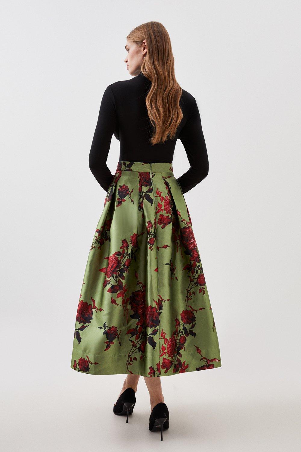 Tea Length Floral Skirt