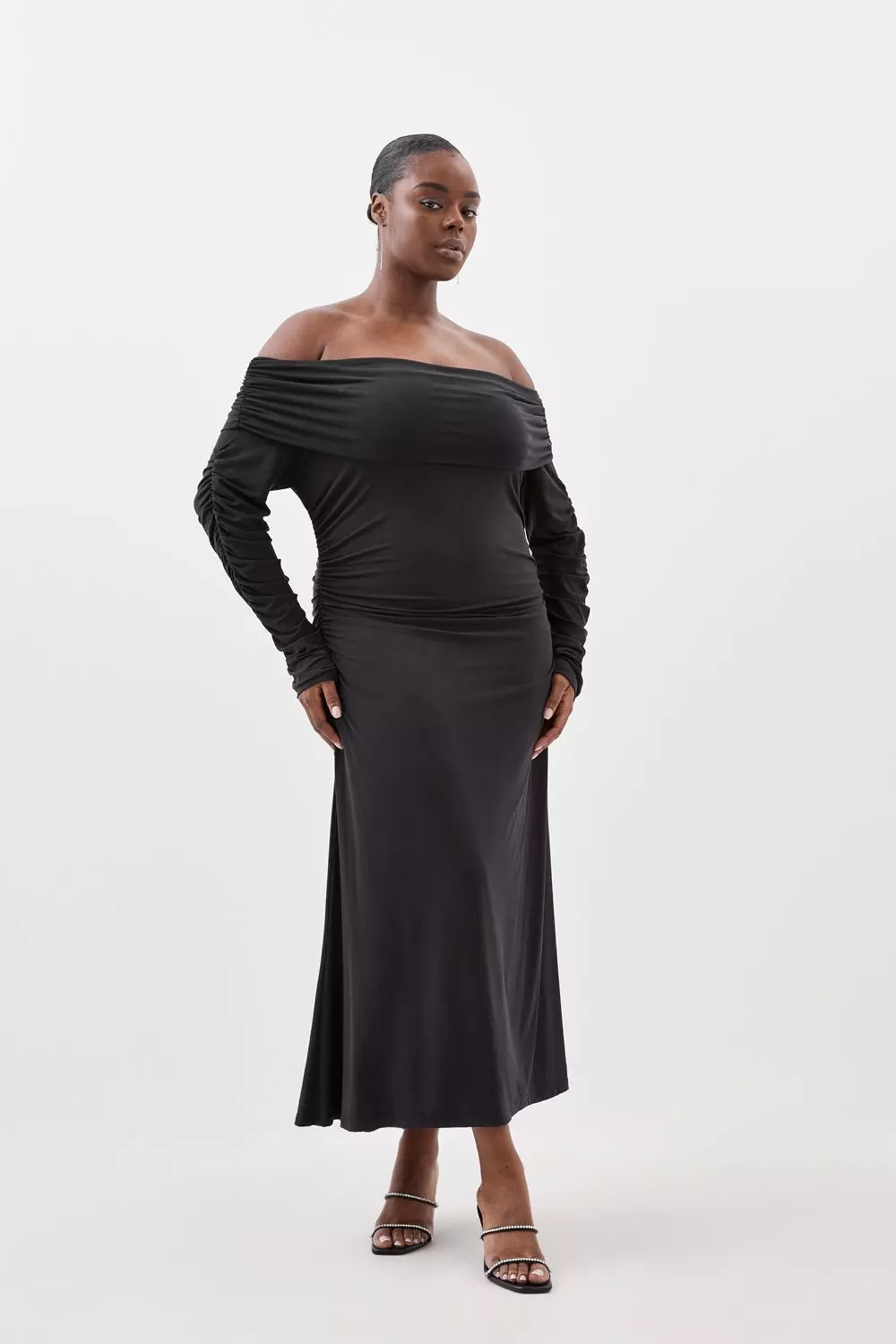 Black jersey maxi dress plus clearance size