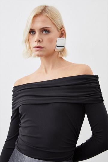 Soft Touch Slinky Jersey Bardot Bodysuit black