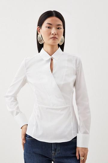 Wrap Front Tailored Shirt ivory