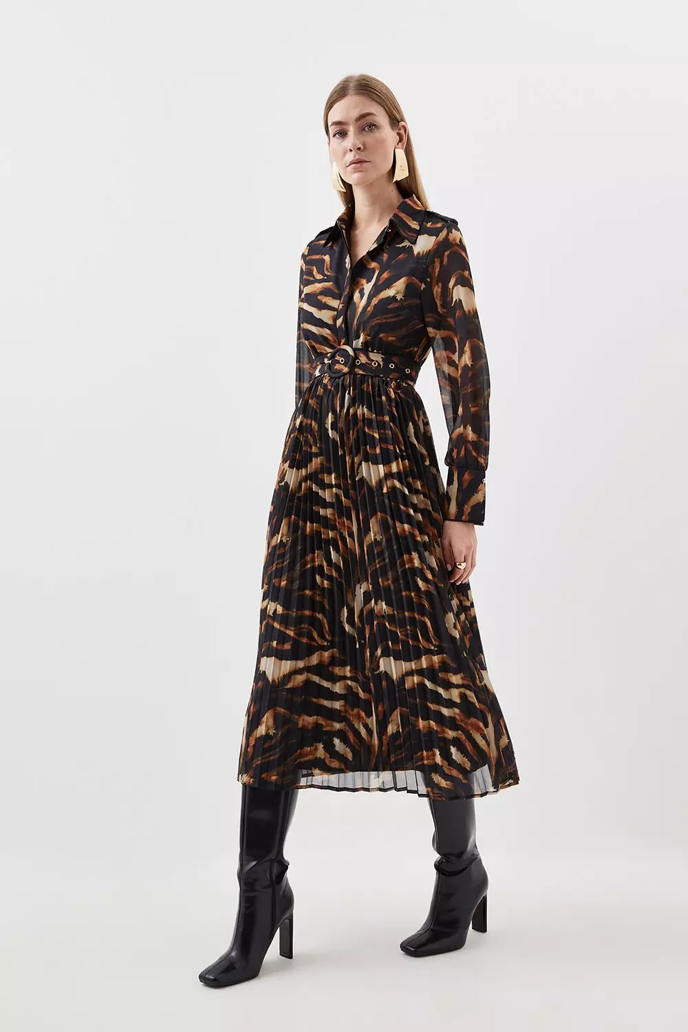 Karen millen animal 2025 print midi dress