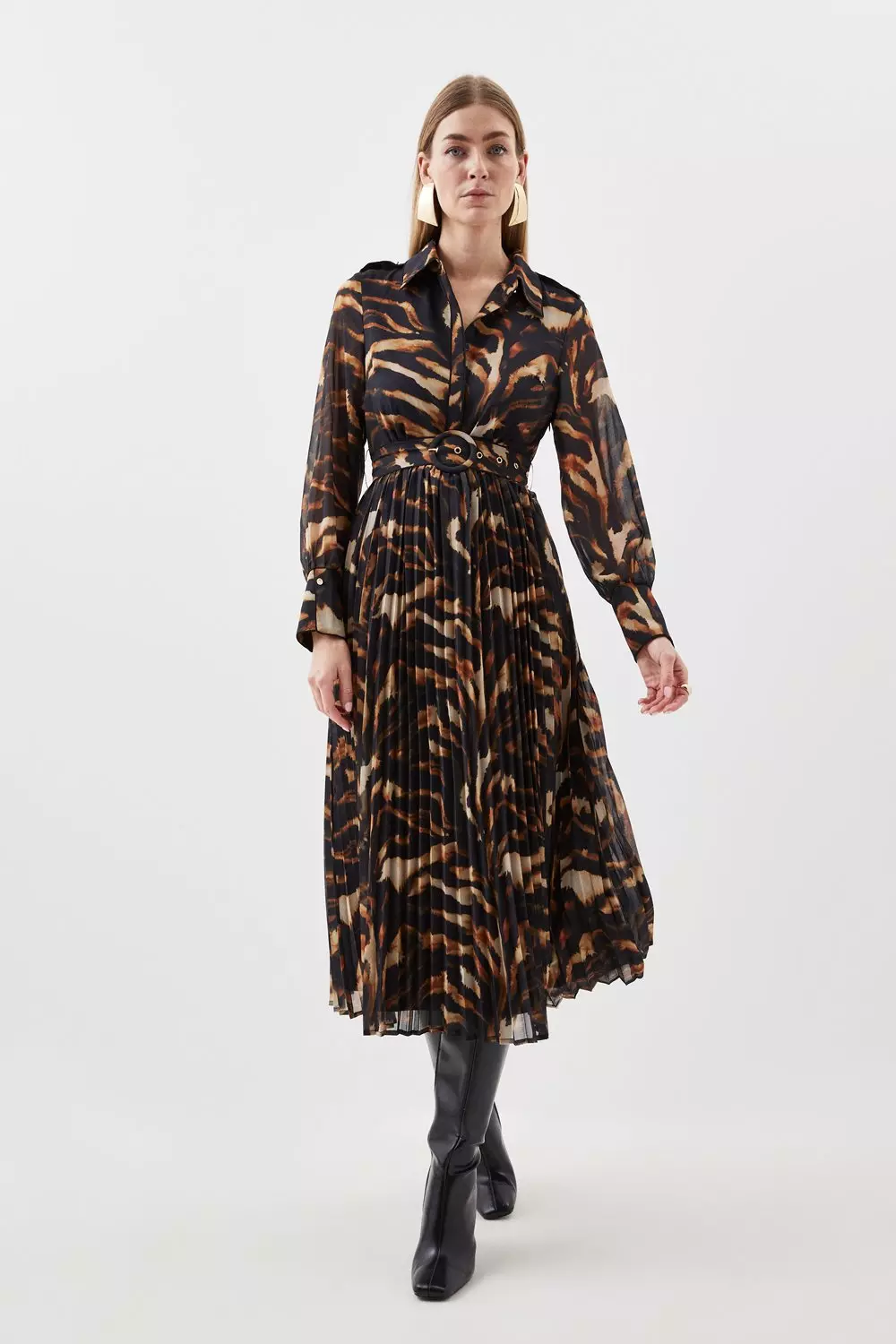 Karen millen animal hot sale print midi dress