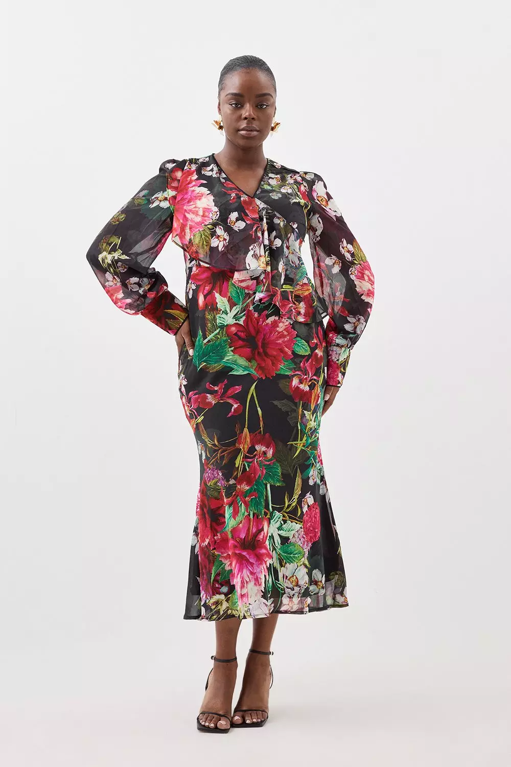 Floral georgette shop maxi dress