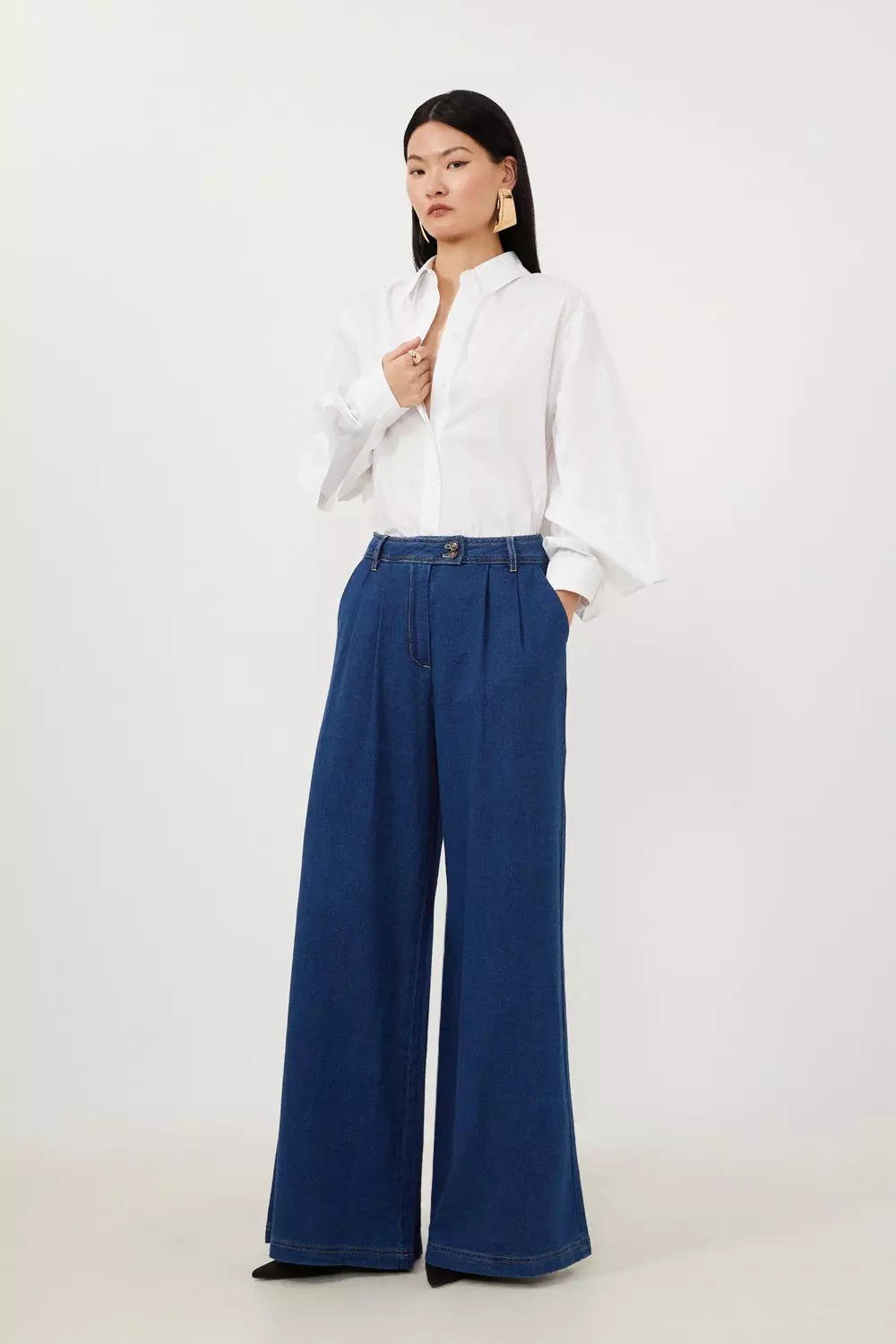 Essential Tailored Wide Leg Woven Trousers | Karen Millen