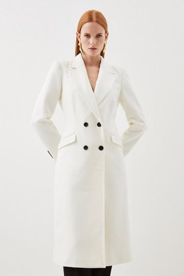 Italian Manteco Wool Fitted Coat ivory