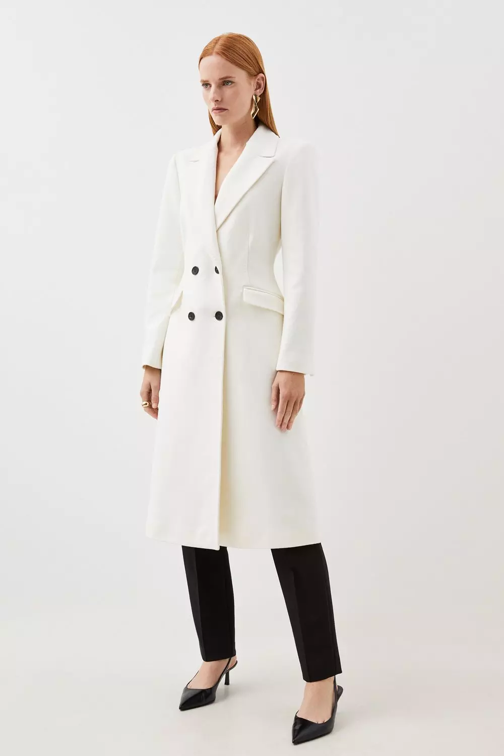 Long fitted wool on sale coat