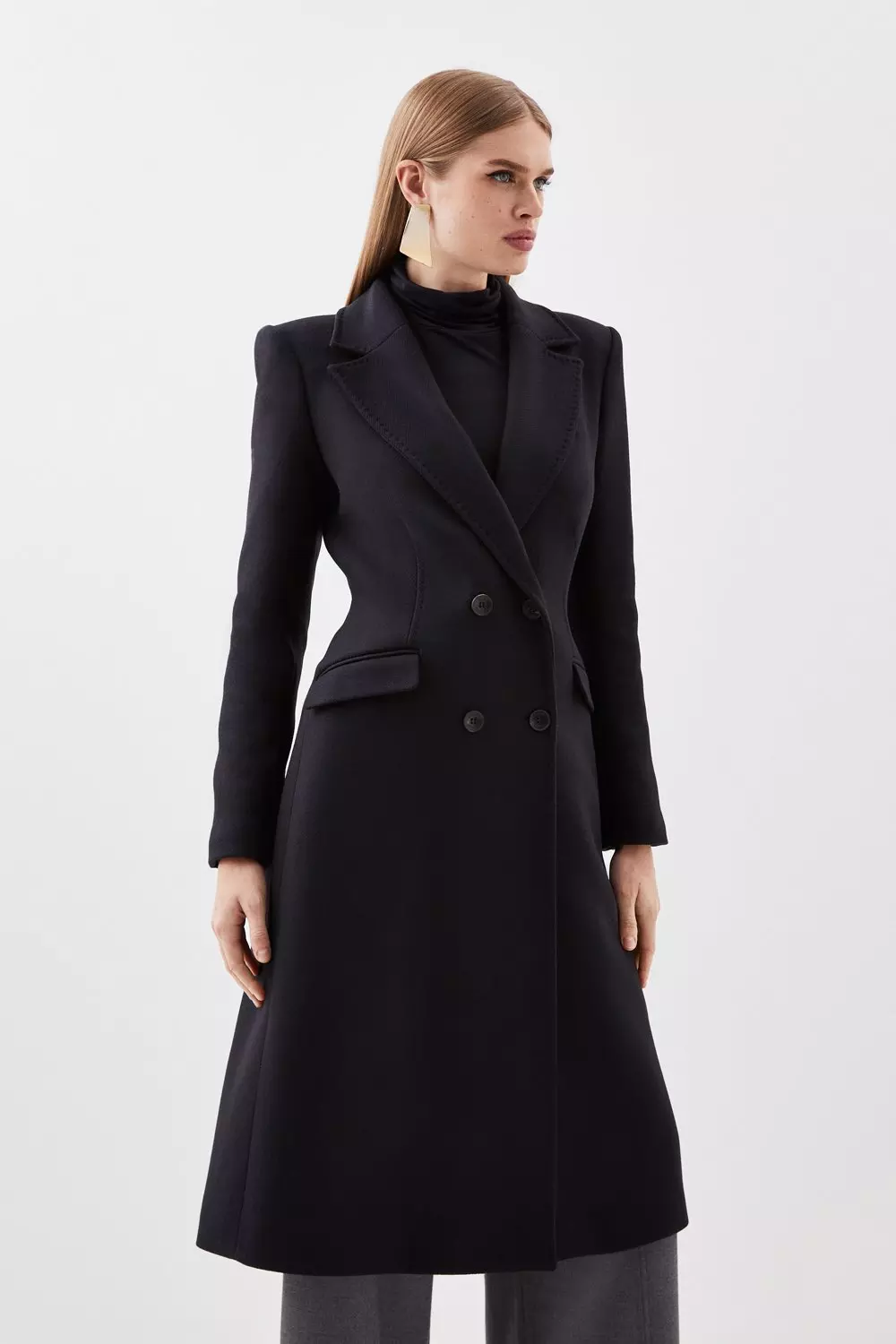 Italian Manteco Wool Fitted Coat | Karen Millen