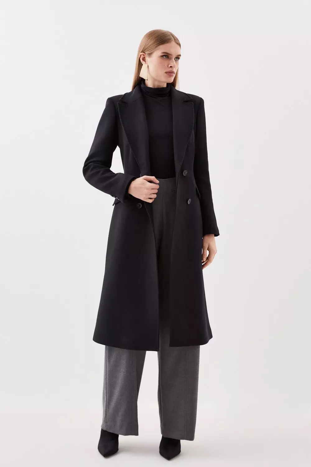 Long fitted hot sale coat