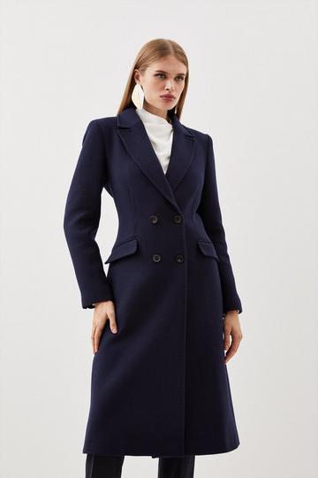 Italian Manteco Wool Fitted Coat navy
