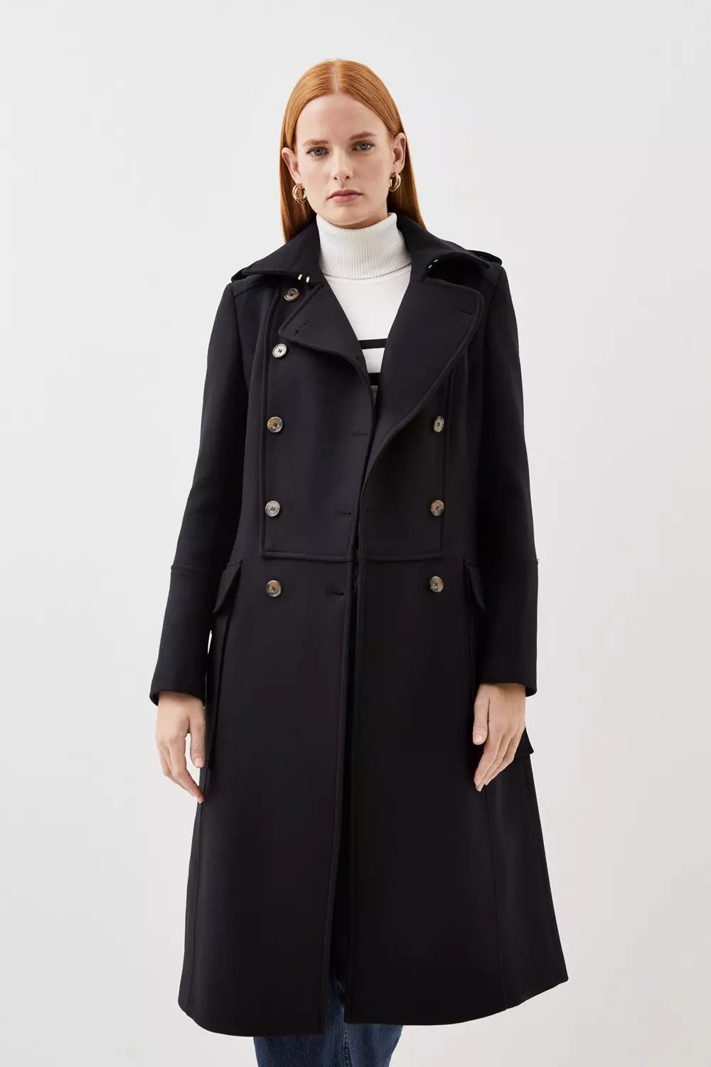 Italian Manteco Wool Military Coat | Karen Millen