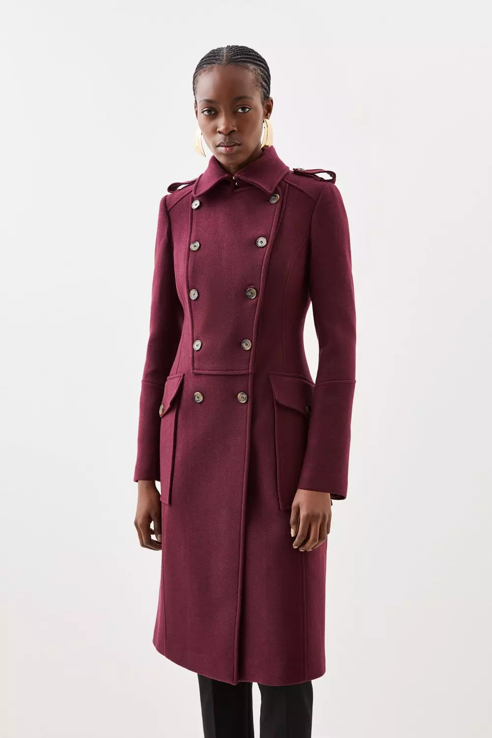 Italian Manteco Wool Military Coat | Karen Millen