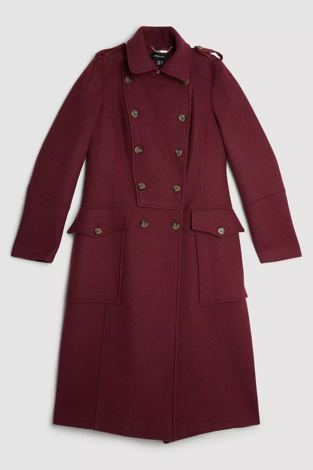 Burgundy military outlet coat