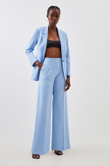 Tailored High Waisted Wide Leg Trousers blue