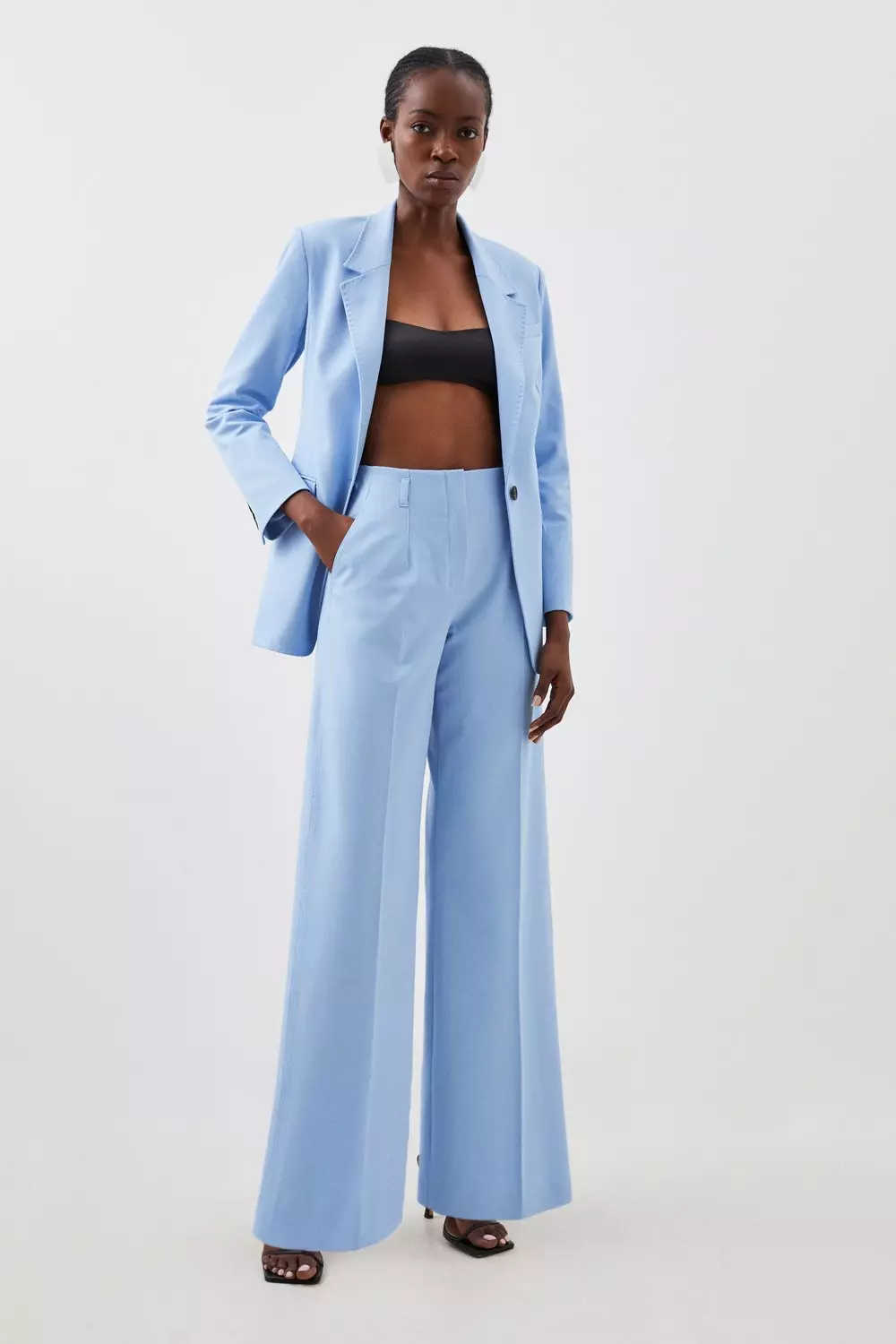 Sky Blue High Rise Wide Leg Pants