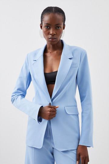 Blue Tailored Single Breasted Pocket Detail Blazer